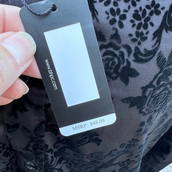 NWT Beverly Hills Polo Club Men’s Black Jacquard Button Front Shirt L New - Picture 8 of 11